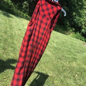 Red Plaid Buttoned Dress